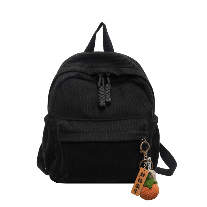 Fashionable Corduroy Student Backpack Compact Travel Daypack
