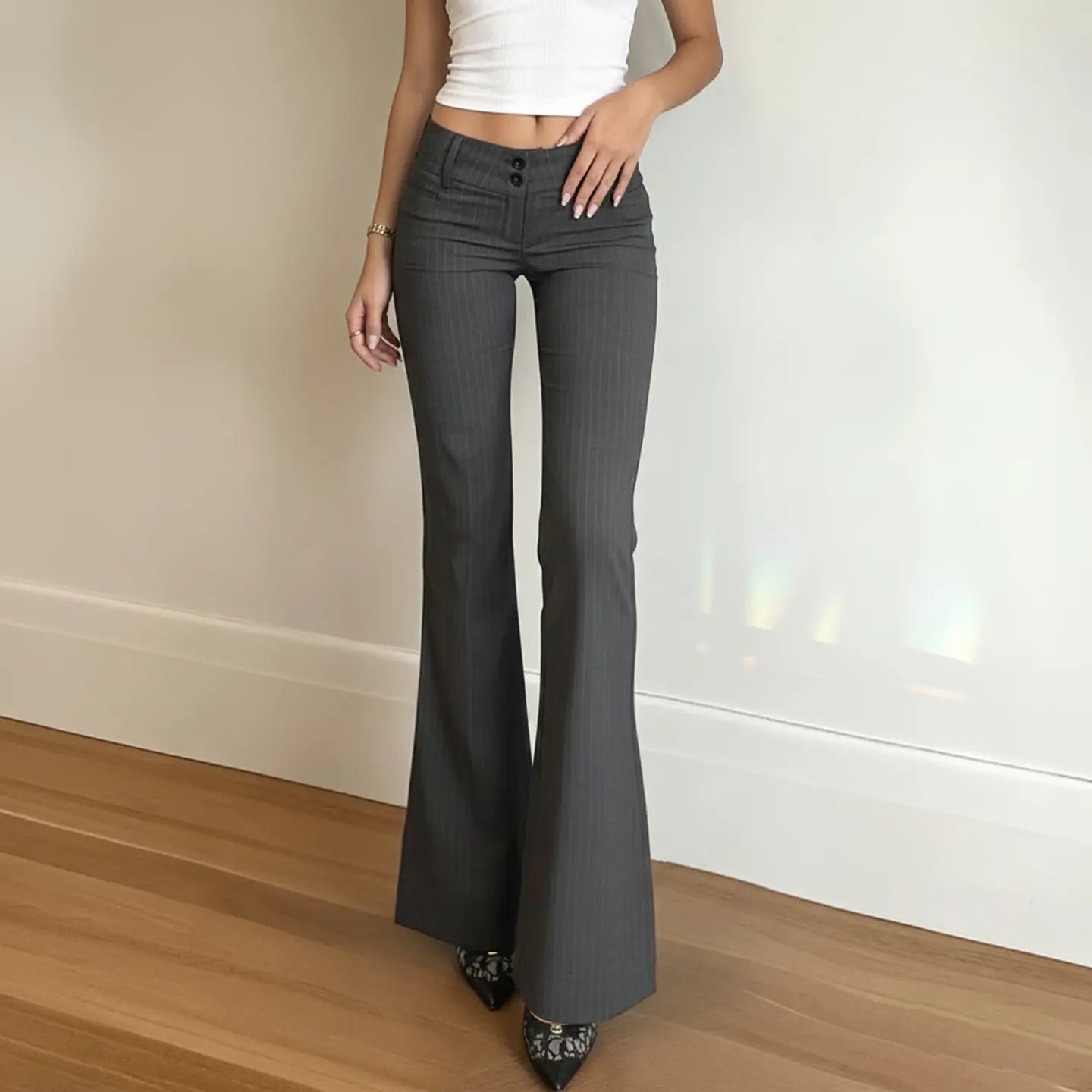 Tailored Pleated Casual Woven Pants Chic Workwear