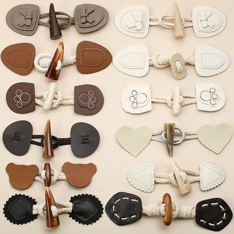 Genuine Leather Horn Buckle Decorative Button