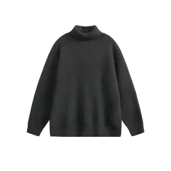 New Solid Colour Hoodie Women's American Casual Round Neck Sweater - Black - View 1