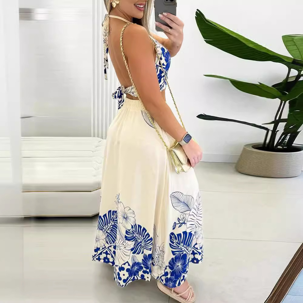 Tropical Printing Casual Women's Coat Skirt Suit Blue - Shop at LoveMi