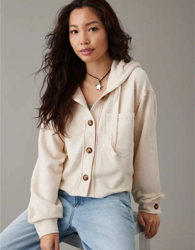 Short Loose Hooded Pullover Sweater Beige - Shop at LoveMi