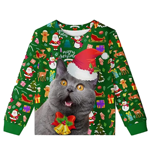 Round Neck Men's Popular Knitted Printed Pullover Sweatshirt Green Background - Shop at LoveMi