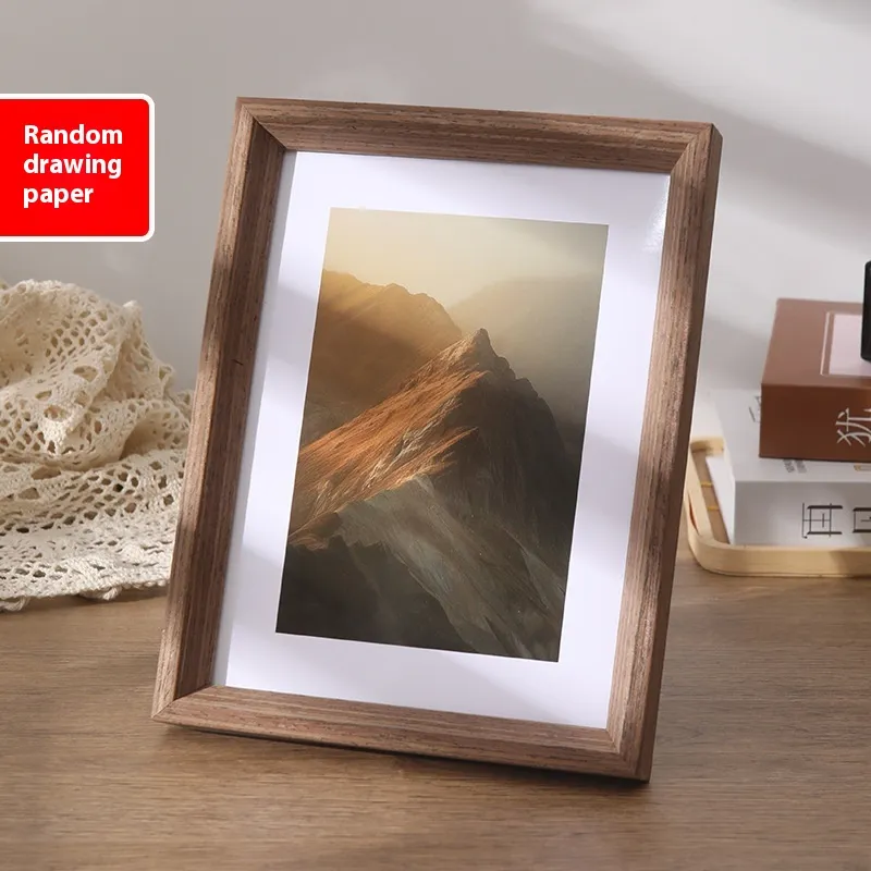 Nordic Style Simple Photo Frame Wooden Table Decoration 6-inch 7-inch 8-inch 10-inch Wall Hanging Photos - Wood Grain Brown