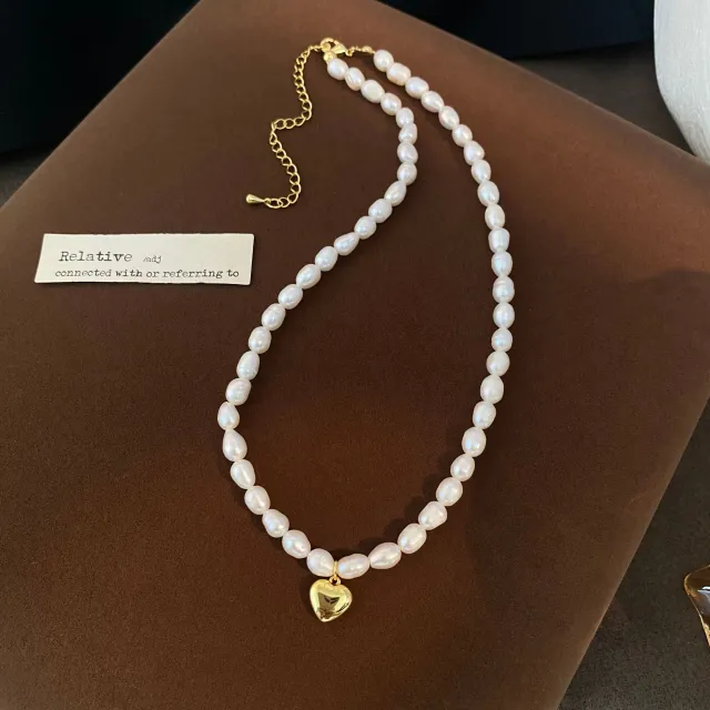 Women's Natural Pearl Necklace French Retro 5Mm Love Pendant - Shop at LoveMi