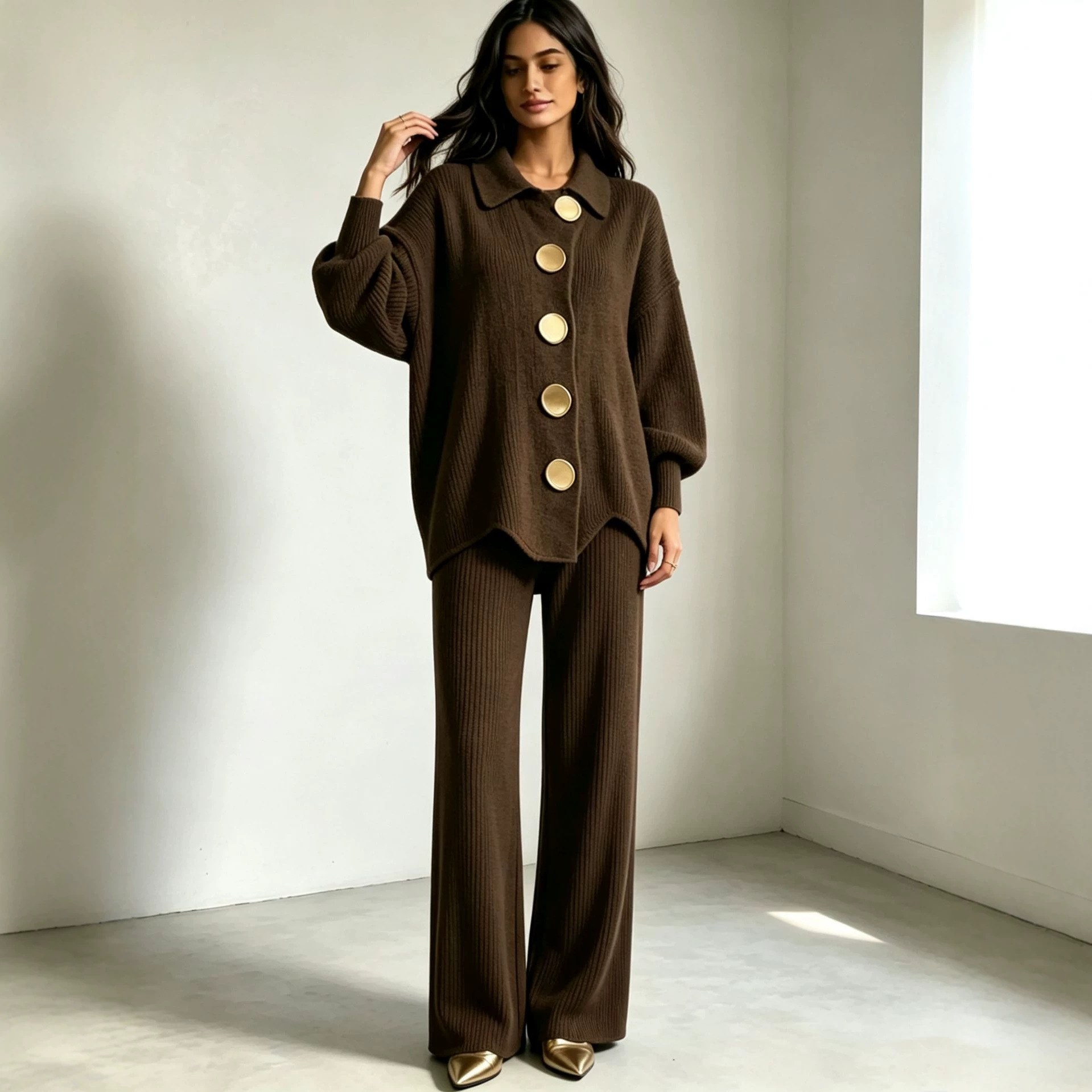 Women's Winter Knitted Crew-nec Long-sleeve Two-piece Set