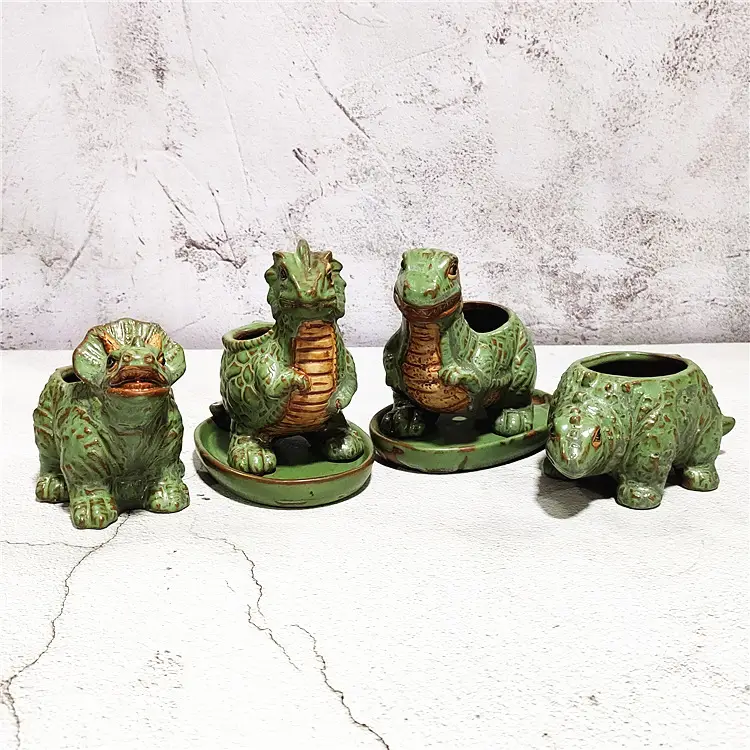 Creative Dinosaur Flower Pot Container Cute Animal Ceramic Succulent Flower Pot
