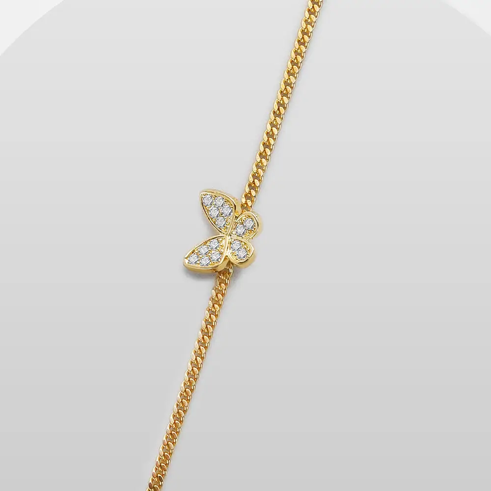 Simple Copper Inlaid Zircon Butterfly Bracelet