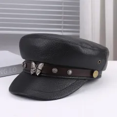 Artistic Retro Personality Light All-matching Peaked Cap - Black Butterfly - View 1