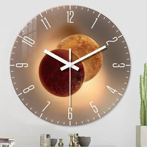 Tempered Glass Wall Clock Mute Living Room Wall-mounted Decorative