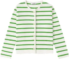 Women's Striped Cardigan Sweater Fashion Long Sleeve Button - Green - View 1