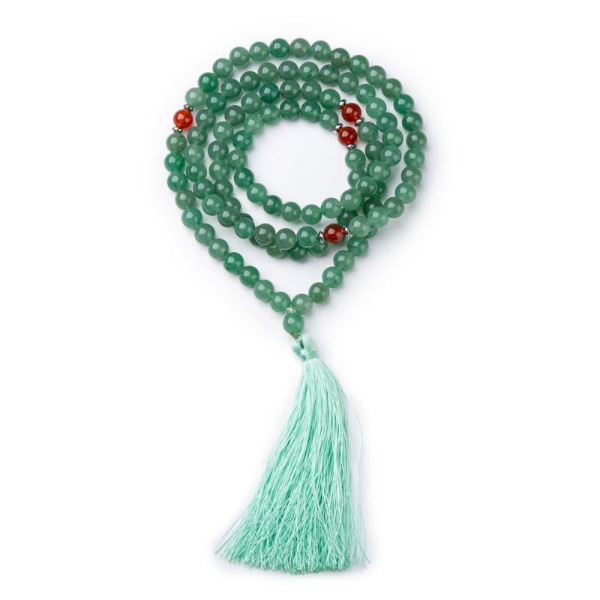 Tassel Long Necklace 108 Beads Handmade Natural Stone Layered Style