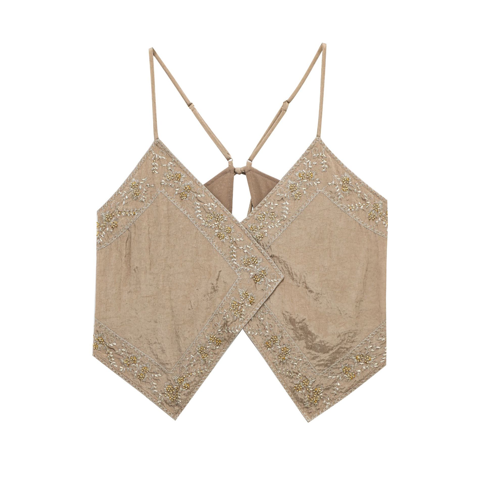 European And American Style Fashionable Simple Embroidered V-Neck Camisole