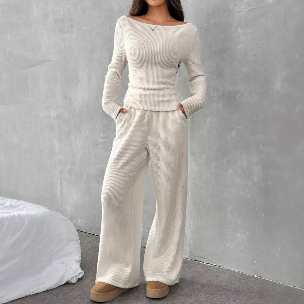 Casual Long Sleeve Straight-leg Pants Loose Temperament Suit