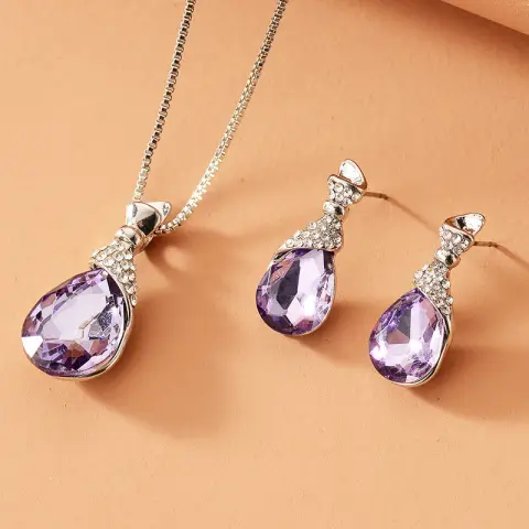 Bridal Jewelry Peacock Gem Necklace Earrings