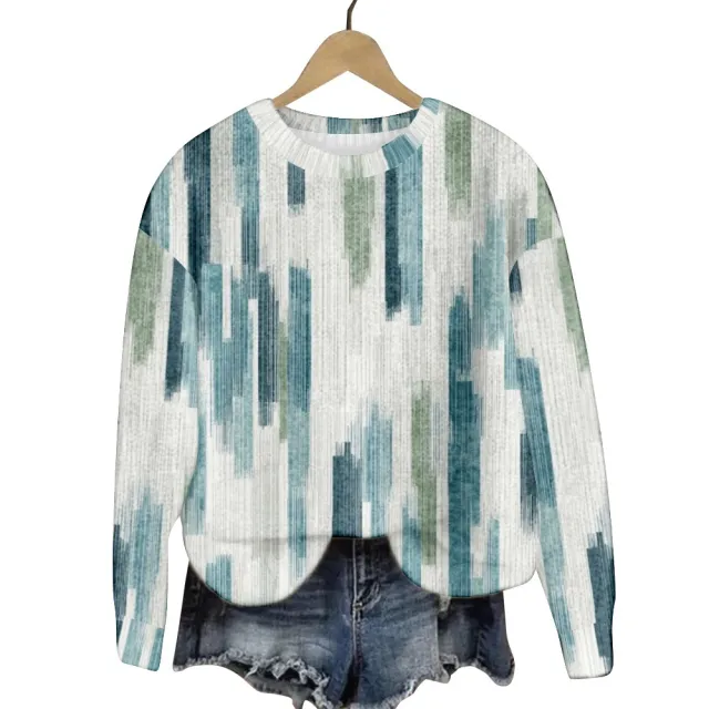 Geometric Color Matching Pattern Elements 3D Printed Casual Women's Round Neck Sweater Type A M - Shop at LoveMi