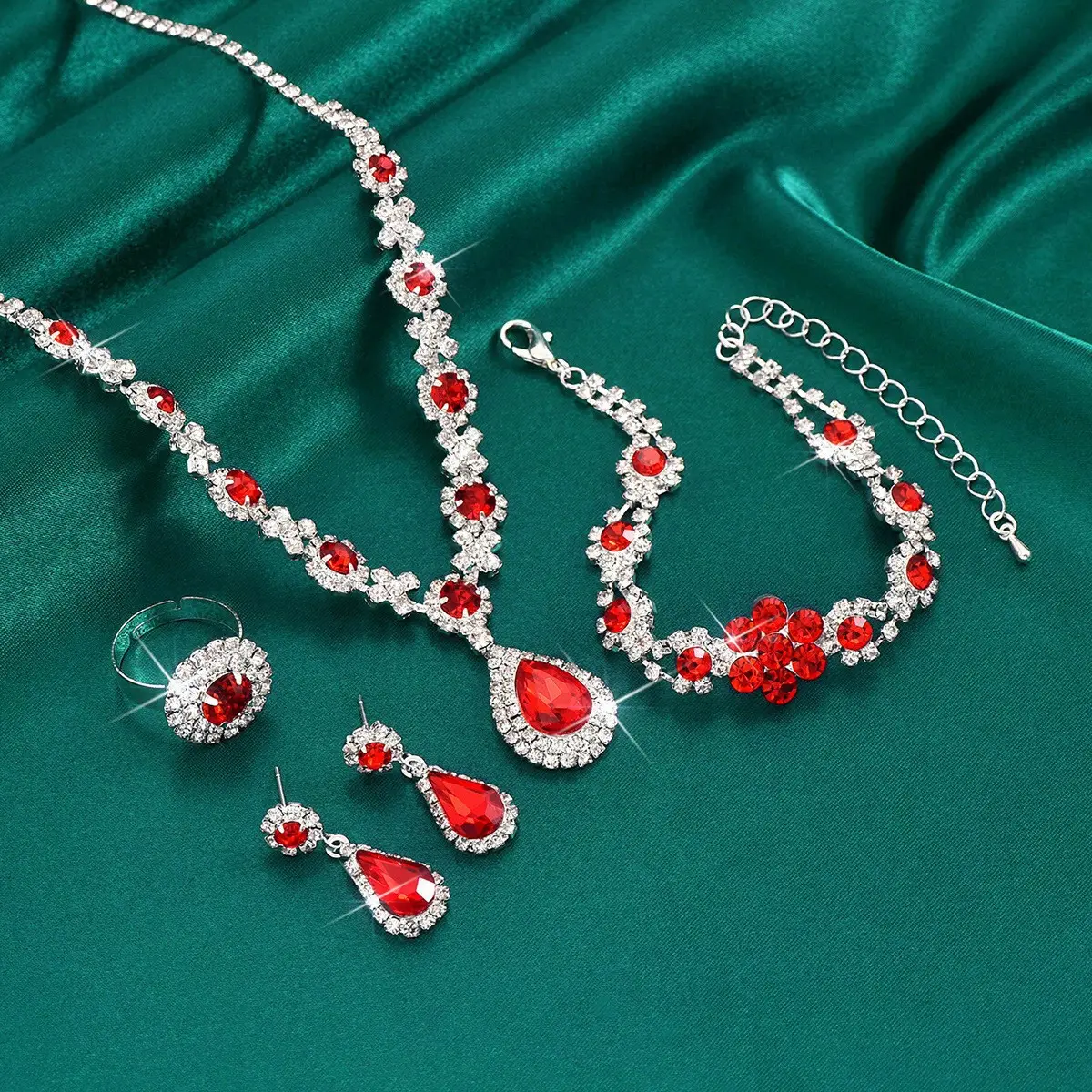 Jewelry Set Bracelet Earrings Necklace And Ringfour-piece