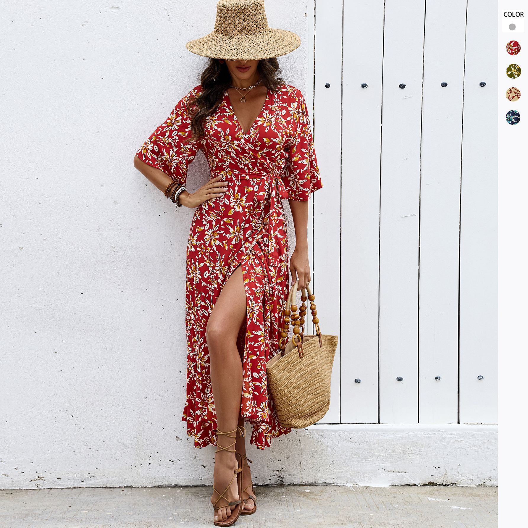 Strap-style Half-sleeve Sheath Dress For Women 4