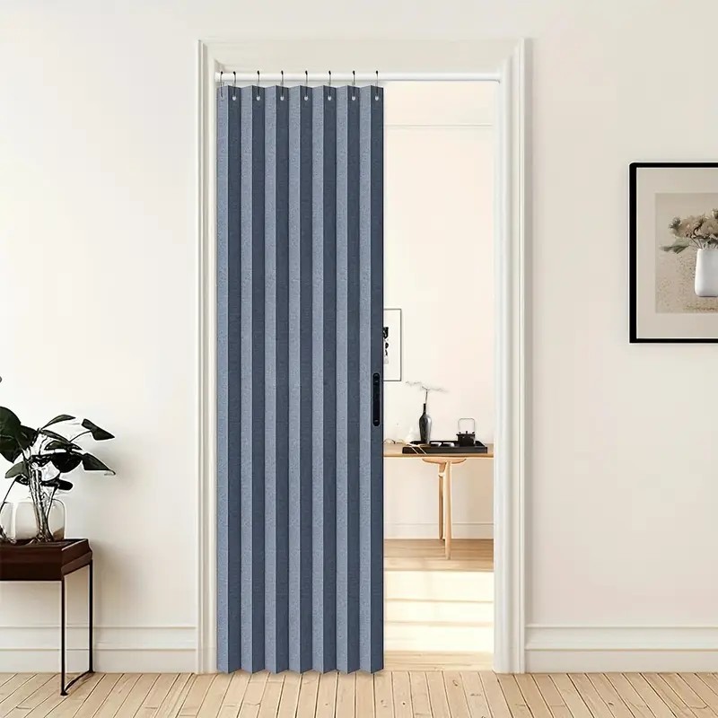 Folding Door Curtain Shower Curtain Living Room Water repellent Cloth Plastic Blue - Shop at LoveMi