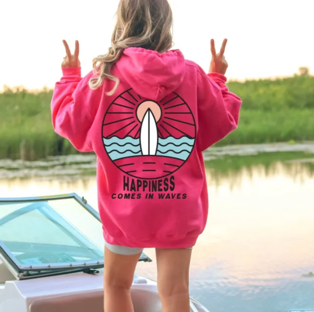 Women's Fashion Chasing Sunset Print Oversized Hoodie Rose Red Fleece - Shop at LoveMi
