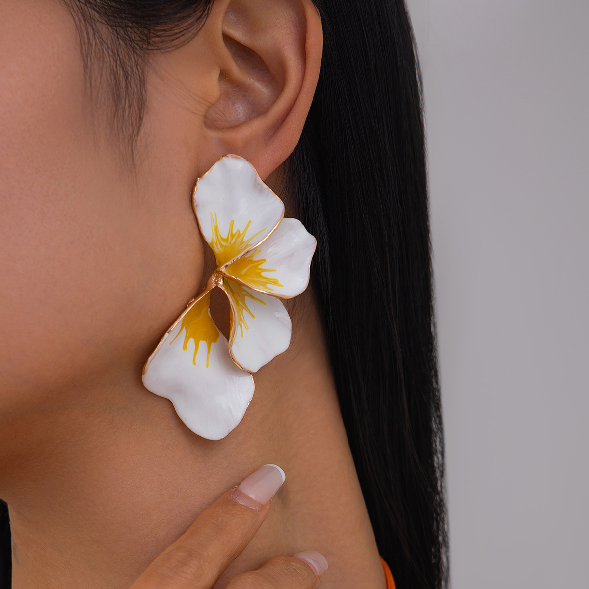 Irregular Petal Stud Earrings For Women Pastoral Colorful Flower Design