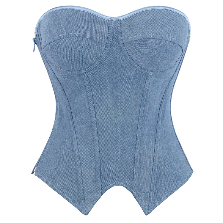 New Womens Denim Bustier Shapewear Top