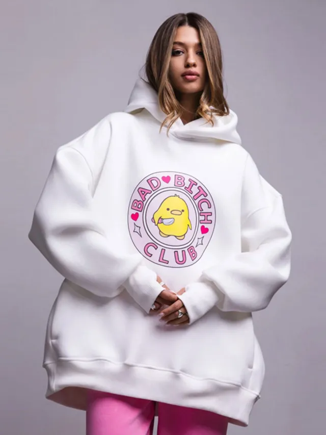Men's And Women's Duck Print Hoodie Sweater White - Shop at LoveMi
