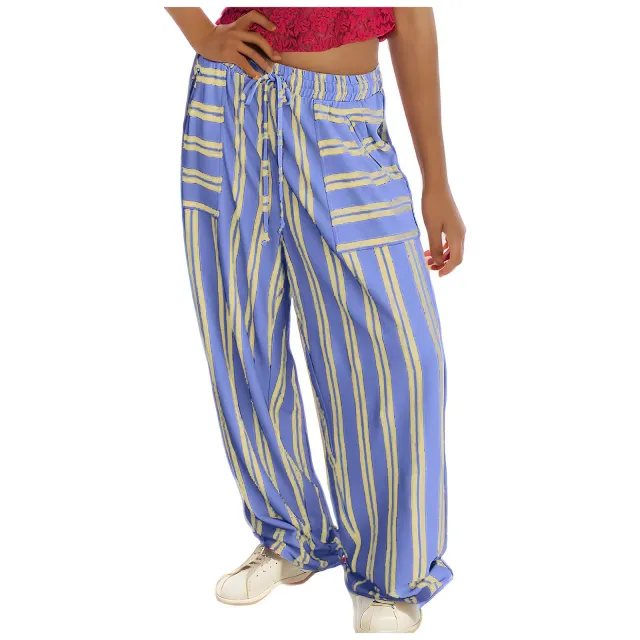 Drawstring High Waist Casual Belt Pocket Women Blue - Shop at LoveMi