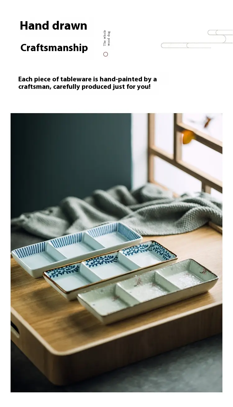 Featured Creative Style Three-grid Sushi Ceramic Disc