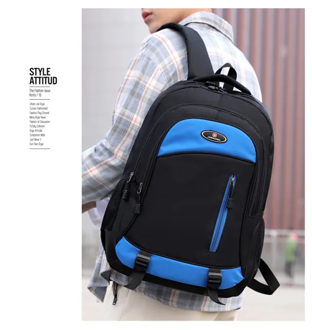 Middle School Student Schoolbag Casual Travel Business Backpack Blue - Shop at LoveMi