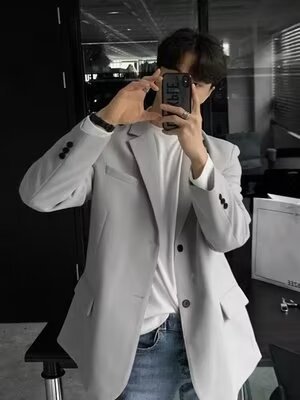 Mens Casual Spring Autumn Suit Jacket With Padded Shoulders In A Edgy Style