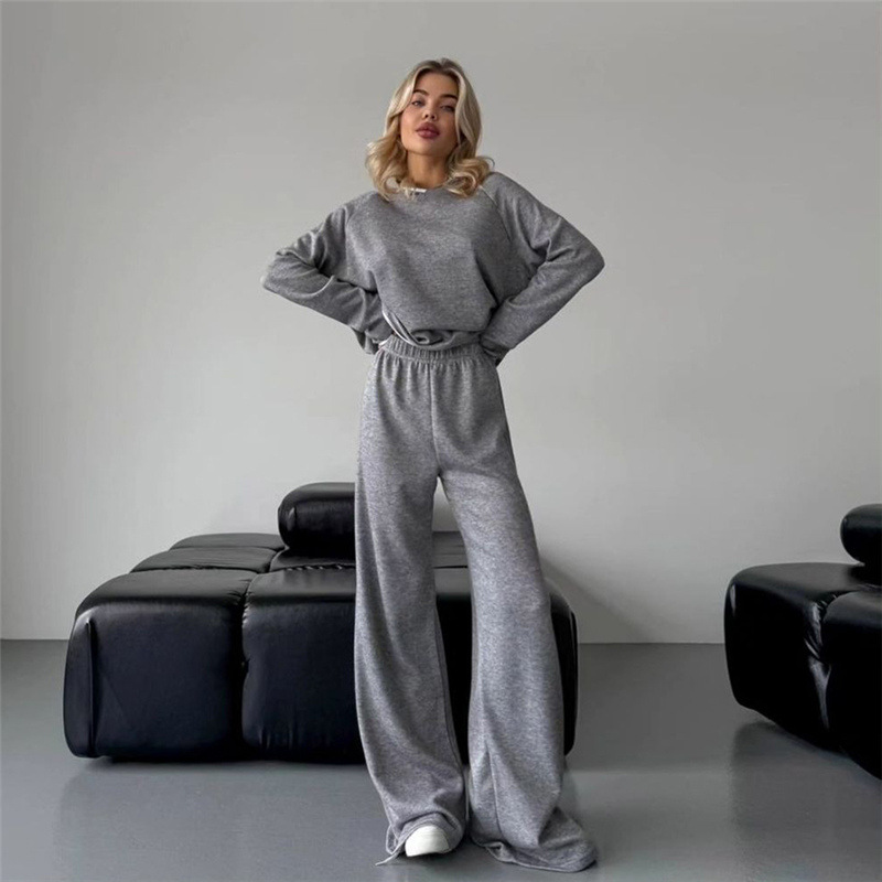 Hooded Sweater Casual Straight Trousers Suit