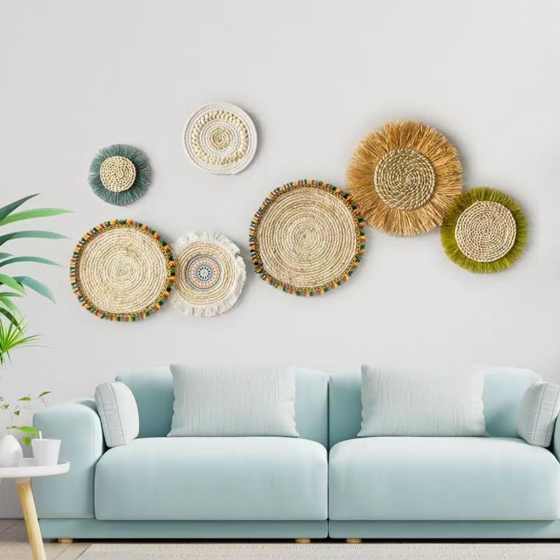 Woven Raffia Wall Hanging Set