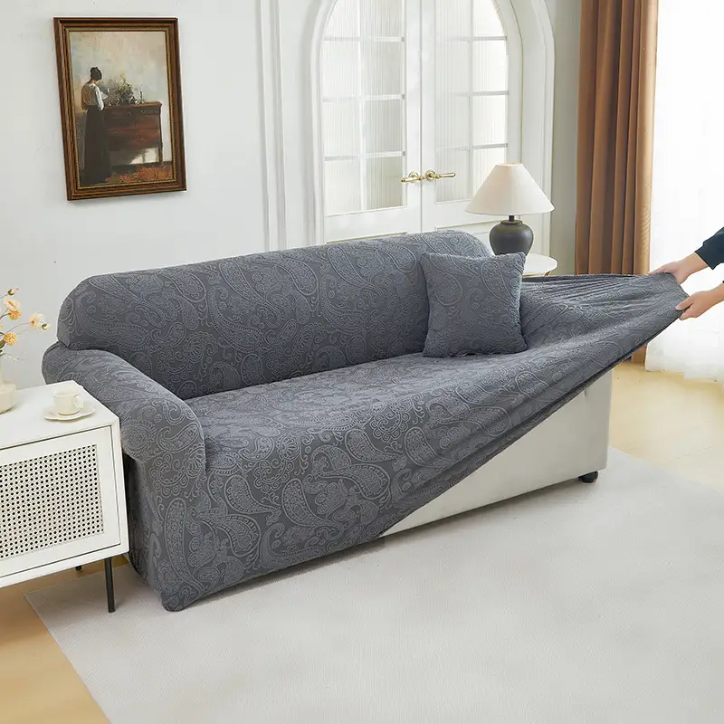 Solid-color Fully Enveloping 3D Jacquard Sofa Cover