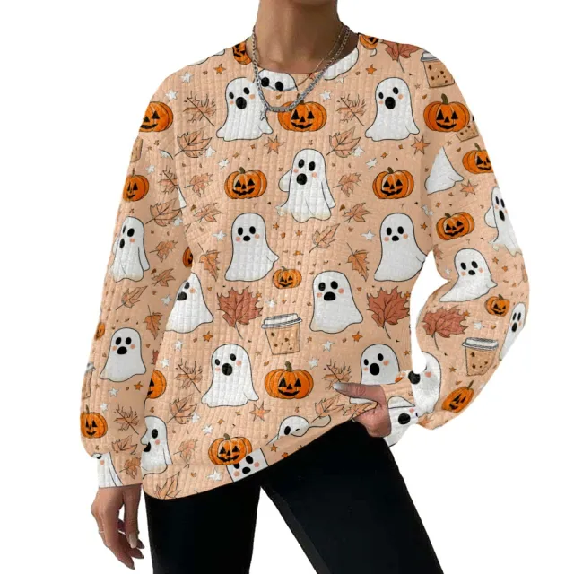 Digital Printing Pattern Shading Fashion Trend Round Neck Long Sleeve Sweater Type C 2Xl - Shop at LoveMi