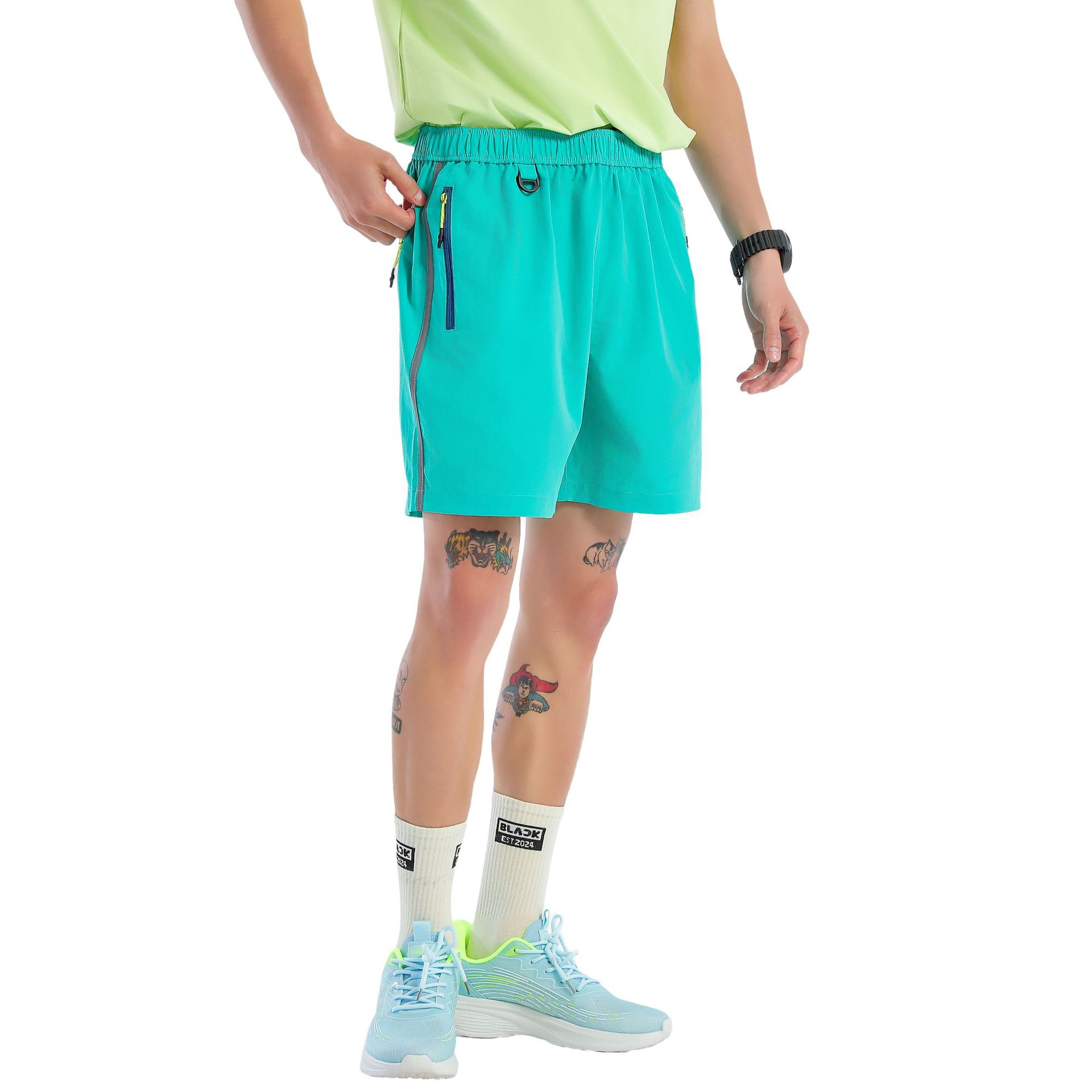 Loose-fitting Contrast-Colored Zipper Shorts For Men