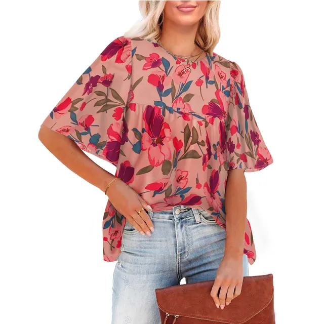 Women's Fashion Casual Floral Bohemian Little girl Style Clothes Gray - Shop at LoveMi