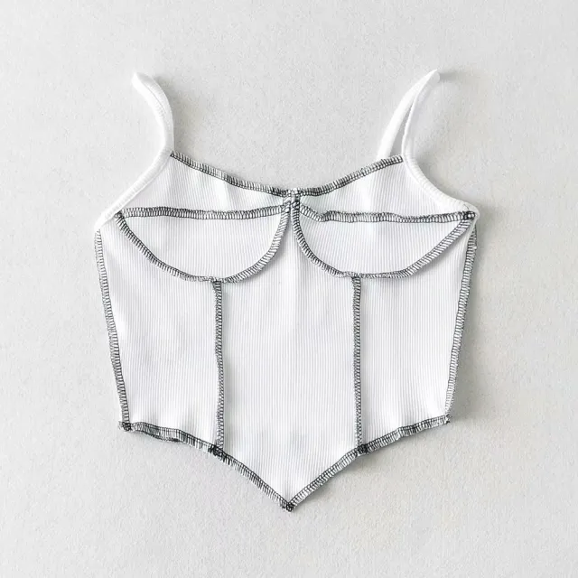 European And American style Slim fit Open line Stitching Irregular Triangle Hem Vest White - Shop at LoveMi