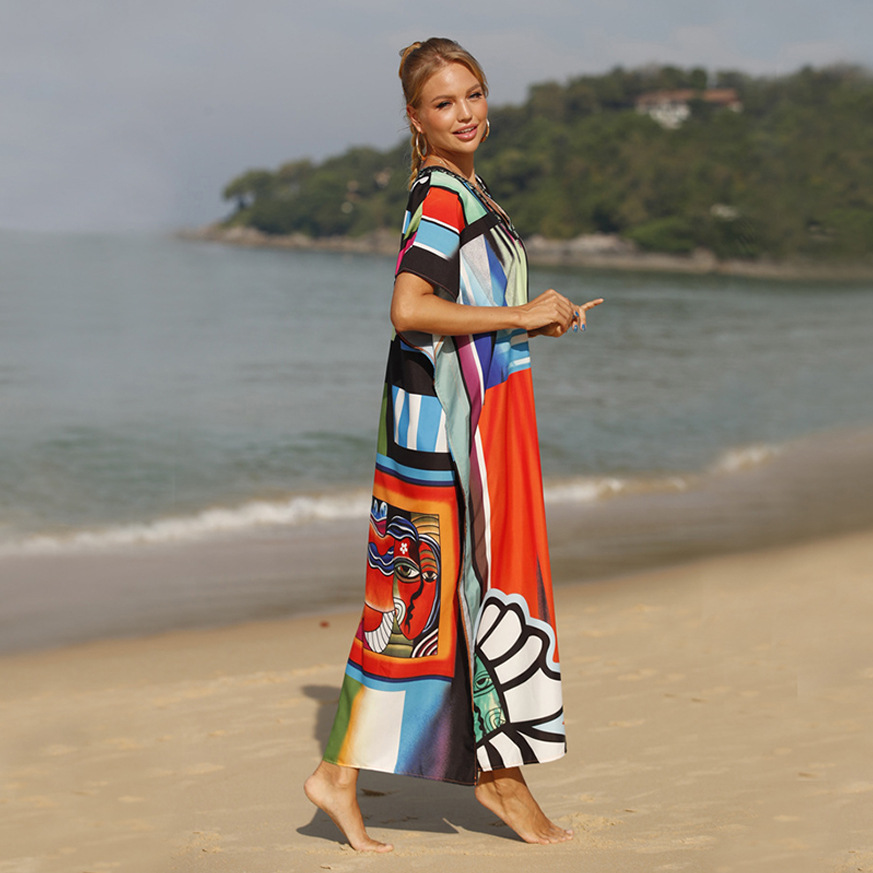 Printed Resort Robe Fashionable Beach Dress