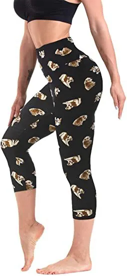 Slimming Cropped Pants High Waist Print Leggings Dog - Shop at LoveMi