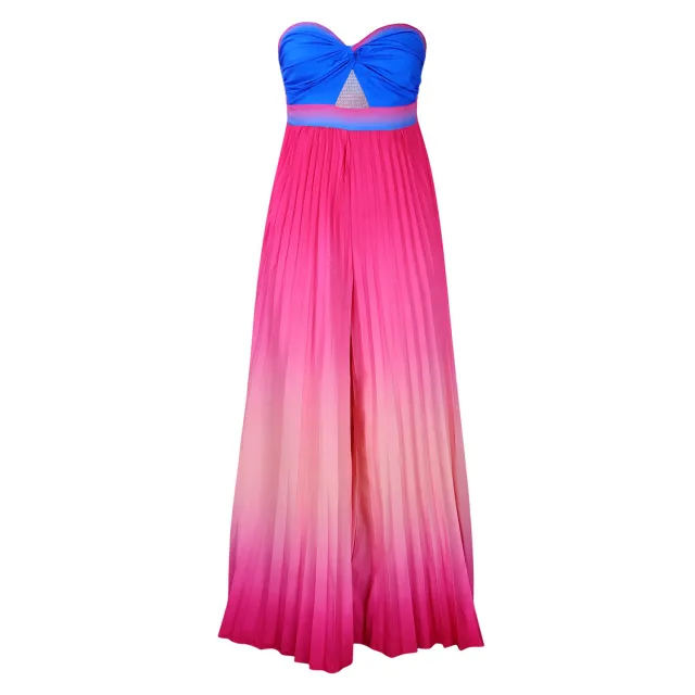 Summer Sexy Tube Top Backless Fashion Gradient Color Wide Leg Jumpsuit Blue - Shop at LoveMi
