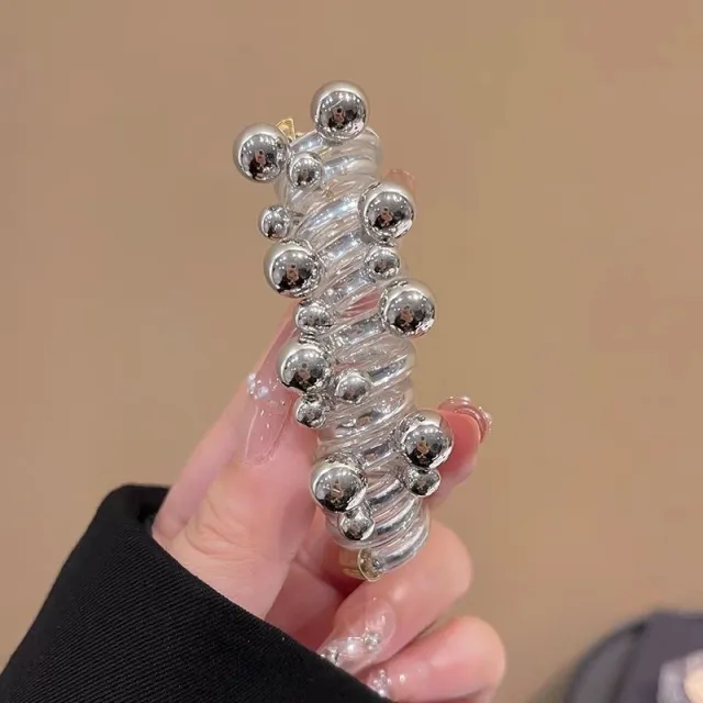 Bow Phone Line Hair Ring Durable Headband F614 Silver Telephone Line - Shop at LoveMi