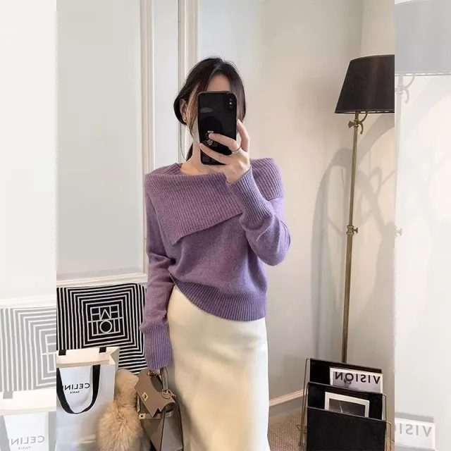 French Style Knitwear For Women Autumn And Winter Purple - Shop at LoveMi