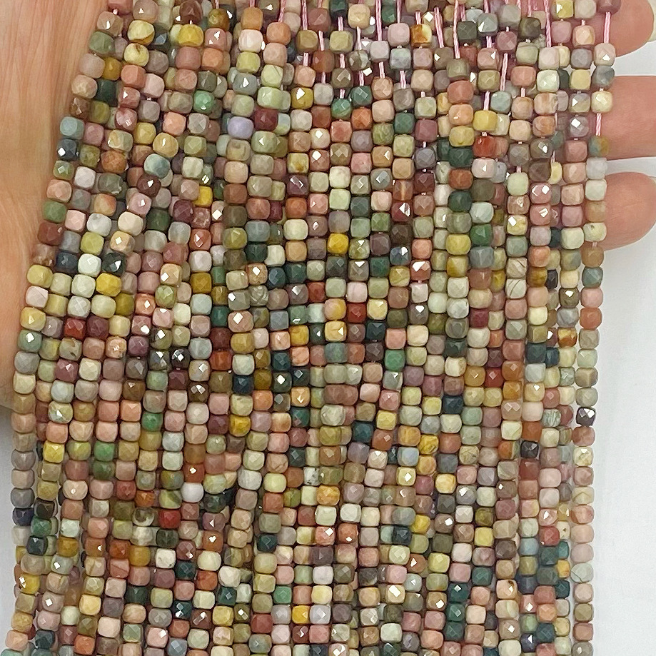 Natural Alashan Cinnabar Jade Cut Angle Cube Sugar Scattered Beads - Image 6
