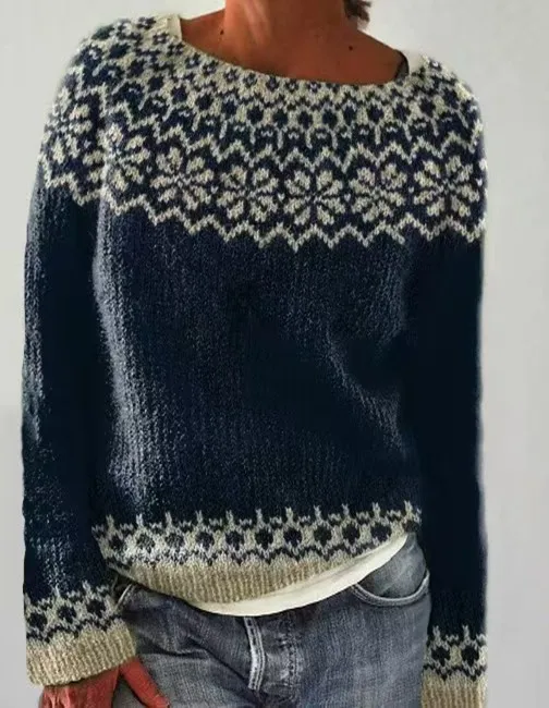 New Sweater Women's Round Neck Multicolor Loose Fashion Pullover Style9111 - Shop at LoveMi