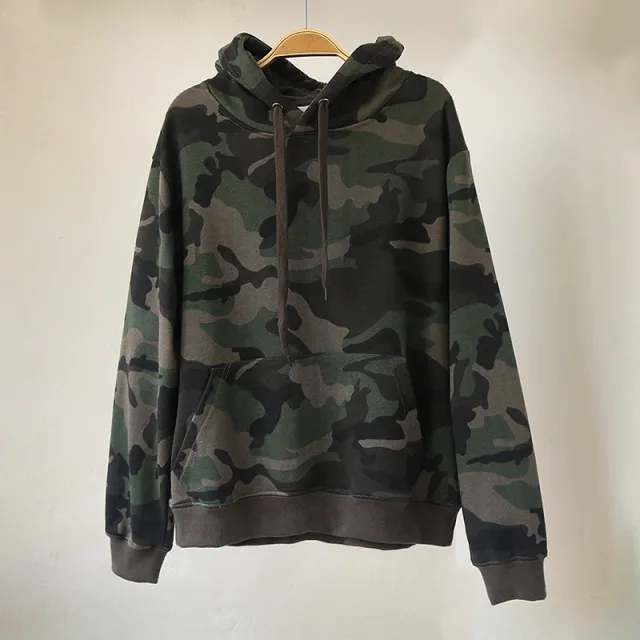 Spring And Autumn Pure Cotton Terry Plus Size Loose Pullover Hooded Long Sleeves Camouflage Sweater Women Camouflage Color - Shop at LoveMi