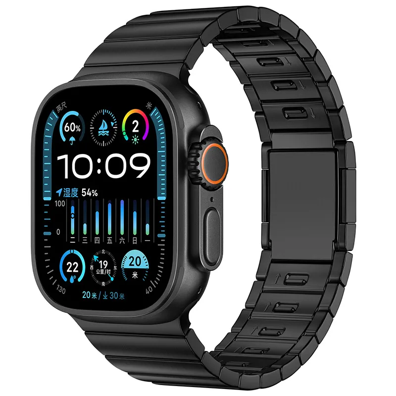 Fashion Magnetic Buckle Steel Watch Strap - Black