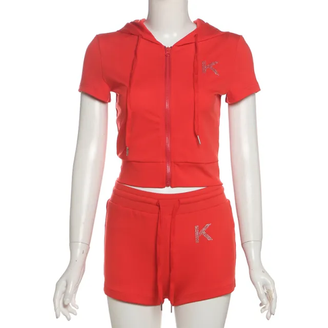 Women's Fashion Casual Sports Shorts Suit Red - Shop at LoveMi