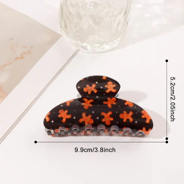 Christmas Themed Atmospheric Colorful Shark Hair Clip Black Gingerbread Man - Shop at LoveMi