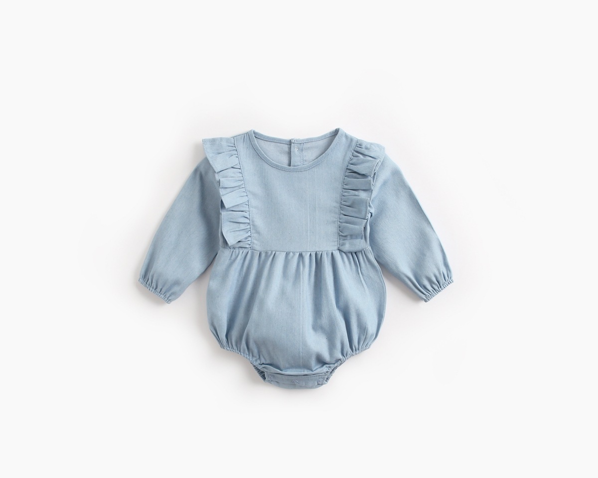 Title 2, Baby denim romper met wikkeldesign en anti-wind...